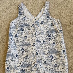 Blue and White Nautical Dress with V-Neckline